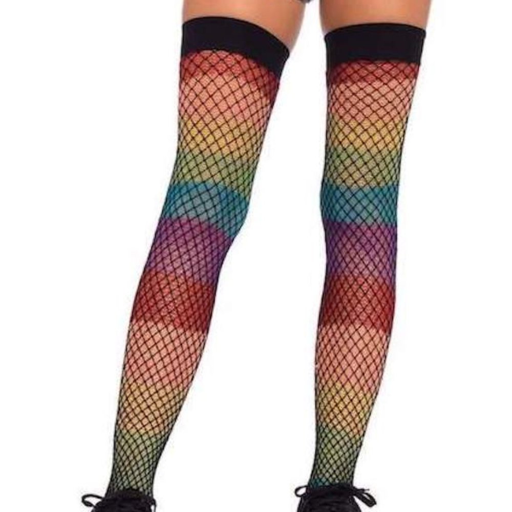 Rainbow Fishnet Stockings